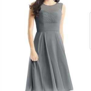 Azazie Grey Scarlett Chiffon Sleeveless Knee Length Formal Dress Size A 10